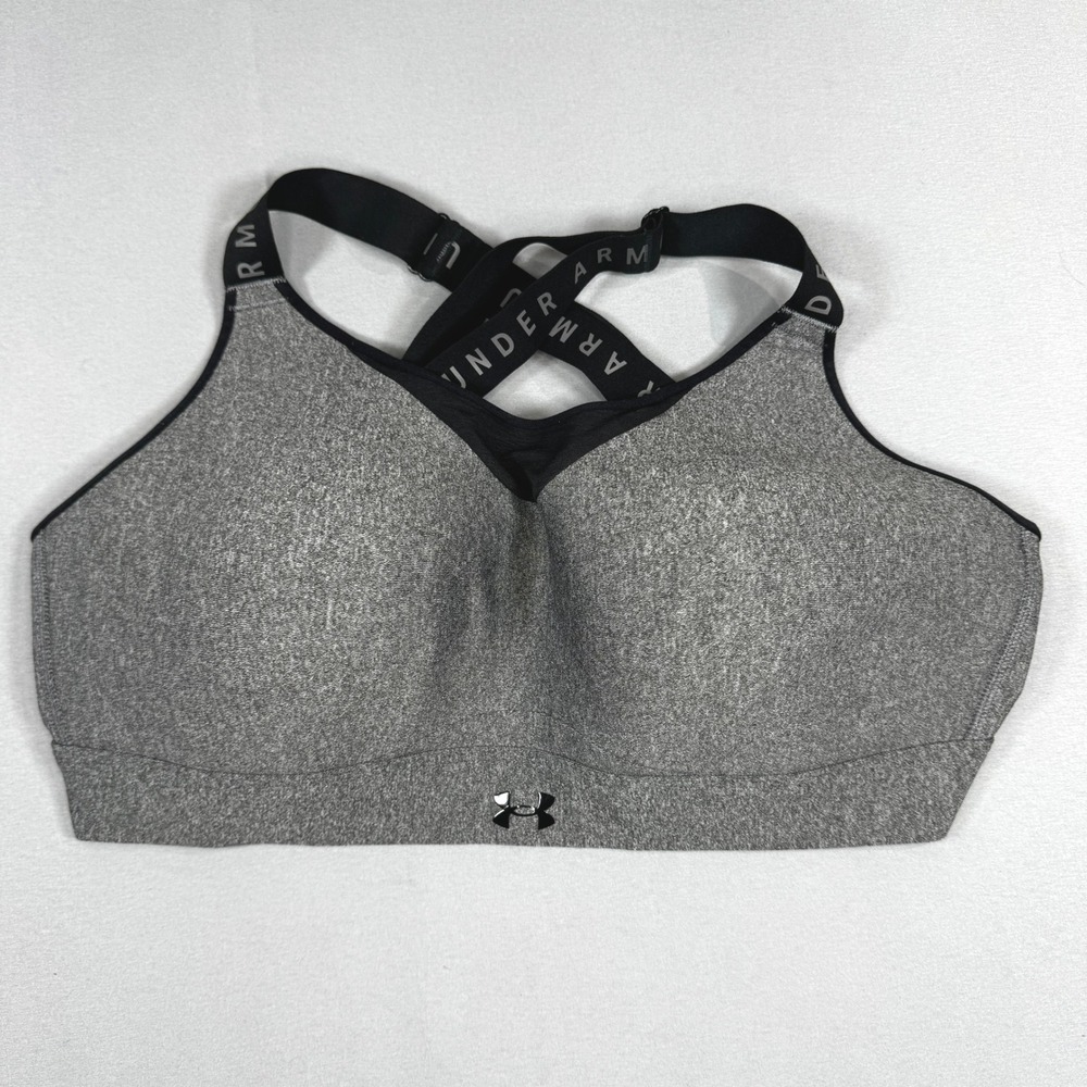 Under Armour XL High Impact Sports Bra Gray Black Gym Running Bralette Workout